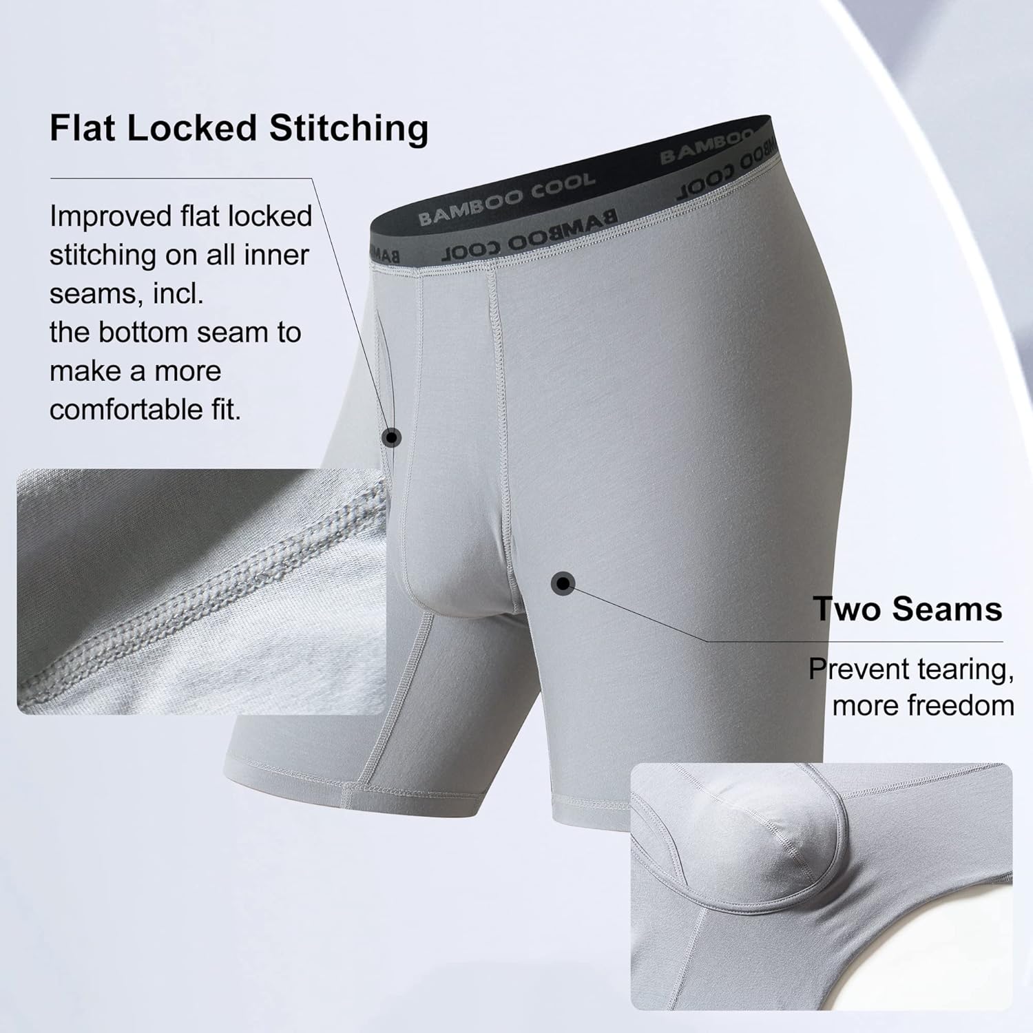 Men's Breathable Underwear,No Riding Up Boxer Briefs with Flexible Waistband - Bild 136 von 139