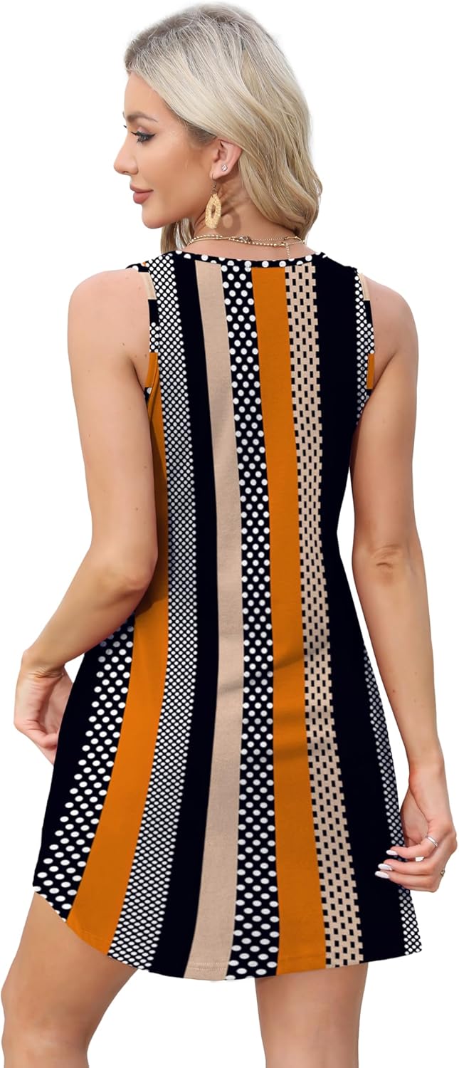 Womens Summer Dresses Loose V Neck Sleeveless Sundresses Swimsuit with Pockets - Picture 138 of 194