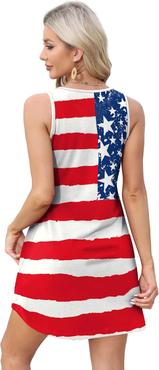 Womens Summer Dresses Loose V Neck Sleeveless Sundresses Swimsuit with Pockets - Picture 150 of 194