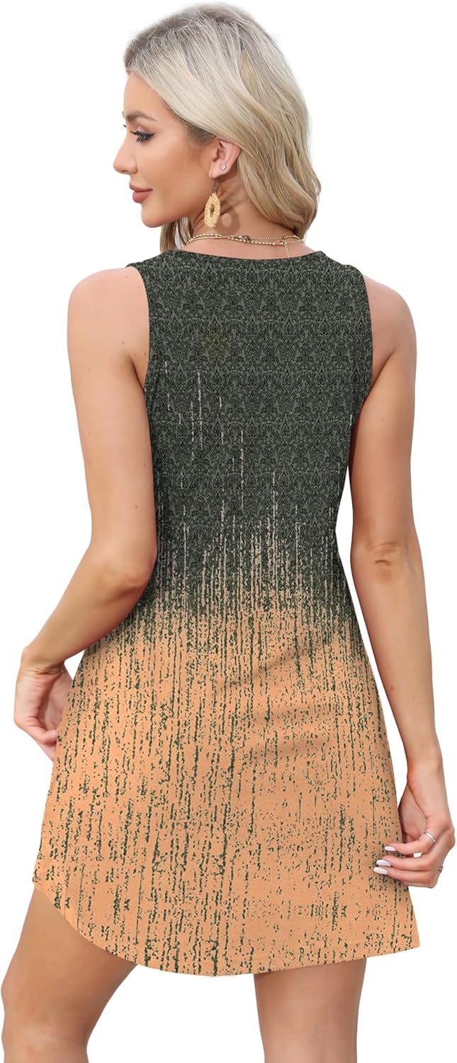 Womens Summer Dresses Loose V Neck Sleeveless Sundresses Swimsuit with Pockets - Picture 171 of 194