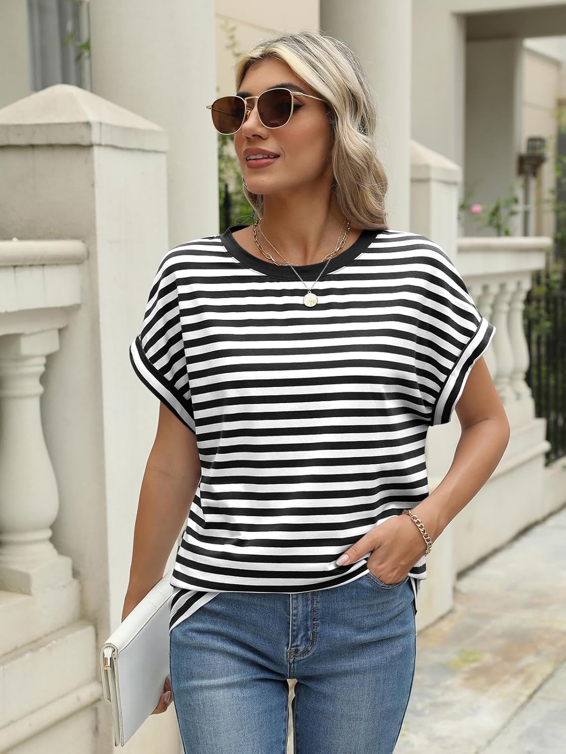 Elegante Damen-T-Shirts Sommertops Frühling Mode Business Freizeit Trainingskleidung - Bild 88 von 147