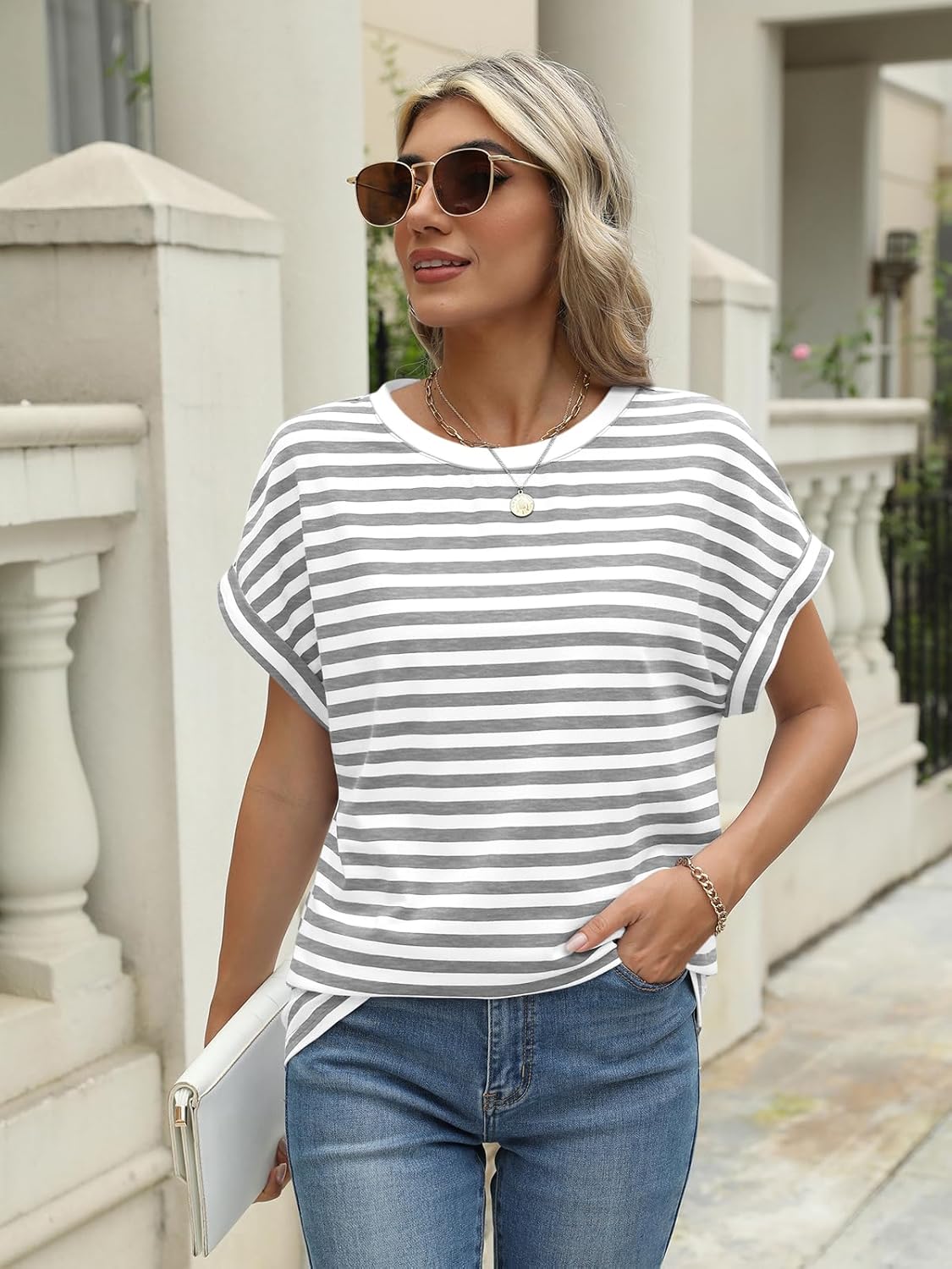 Elegante Damen-T-Shirts Sommertops Frühling Mode Business Freizeit Trainingskleidung - Bild 109 von 147