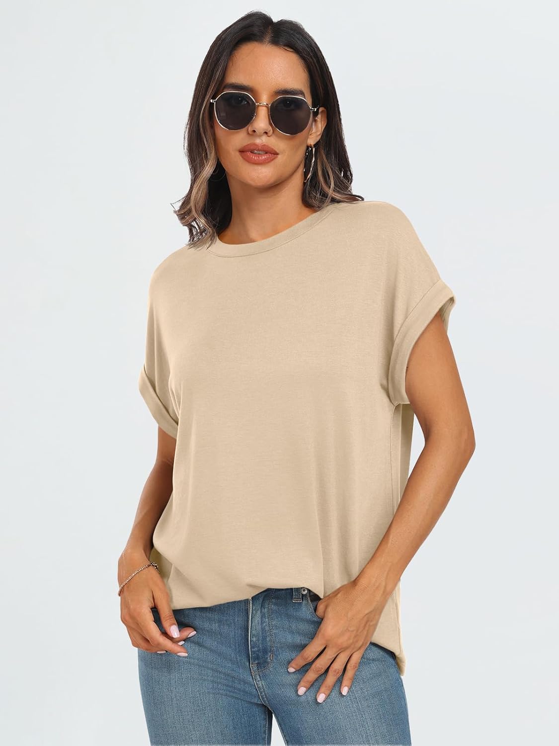 Elegante Damen-T-Shirts Sommertops Frühling Mode Business Freizeit Trainingskleidung - Bild 126 von 147