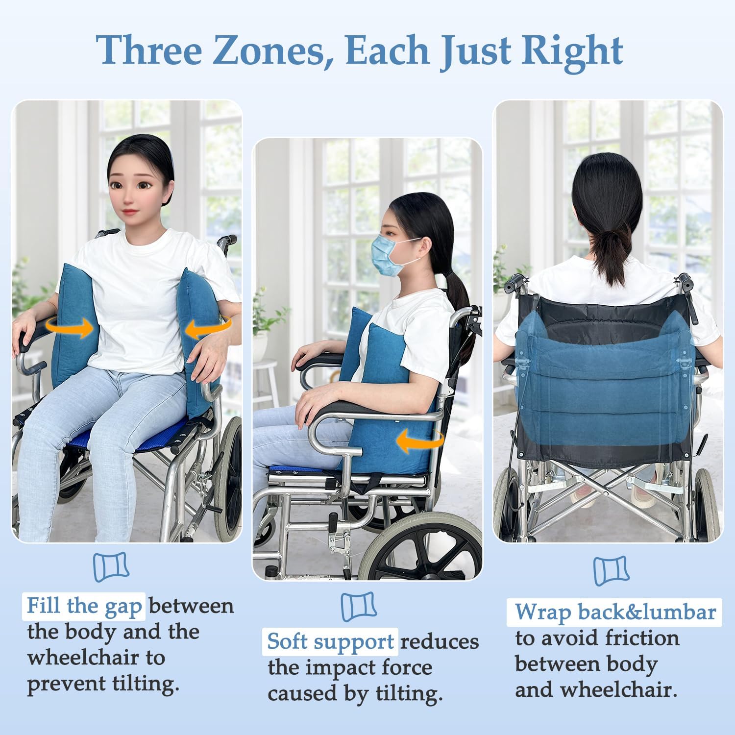 Lateral Support for Wheelchair Back Support Cushion for Pressure Relief Folding - Picture 8 of 12