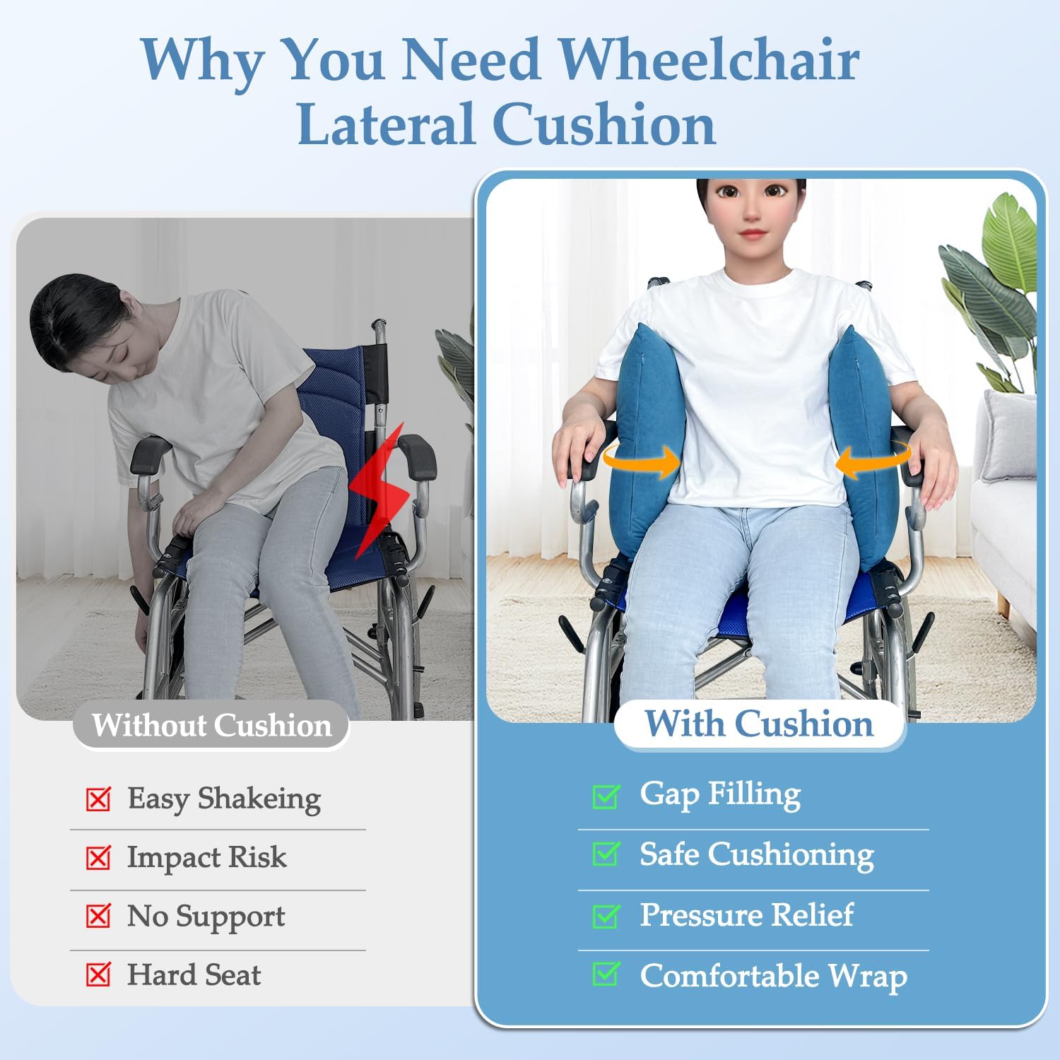 Lateral Support for Wheelchair Back Support Cushion for Pressure Relief Folding - Picture 9 of 12