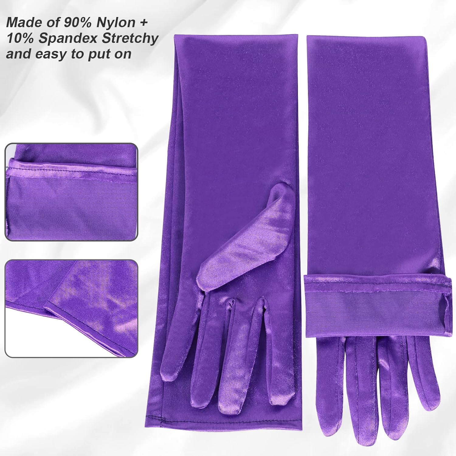 Lange Opernhandschuhe für Damen Satin Handschuhe Kostüme Braut Abendkleid - Bild 22 von 141