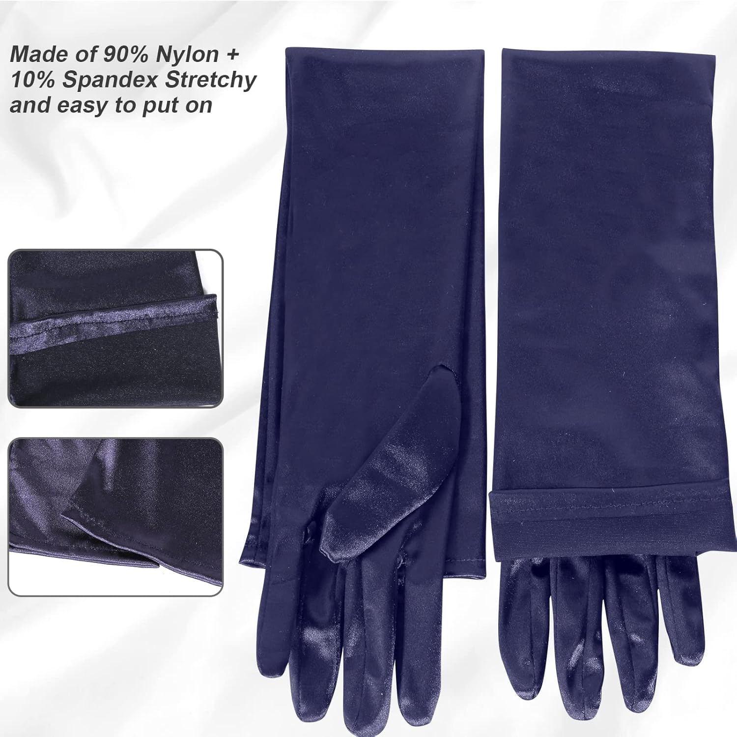 Lange Opernhandschuhe für Damen Satin Handschuhe Kostüme Braut Abendkleid - Bild 29 von 141