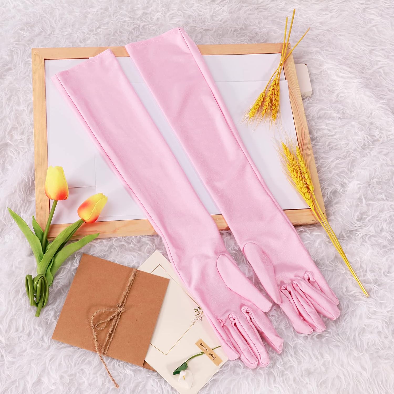 Lange Opernhandschuhe für Damen Satin Handschuhe Kostüme Braut Abendkleid - Bild 42 von 141