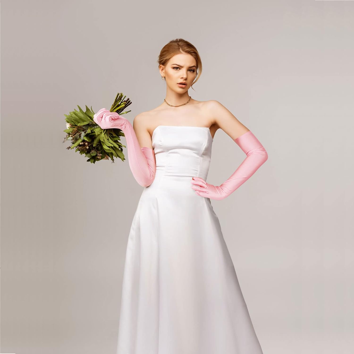 Lange Opernhandschuhe für Damen Satin Handschuhe Kostüme Braut Abendkleid - Bild 46 von 141