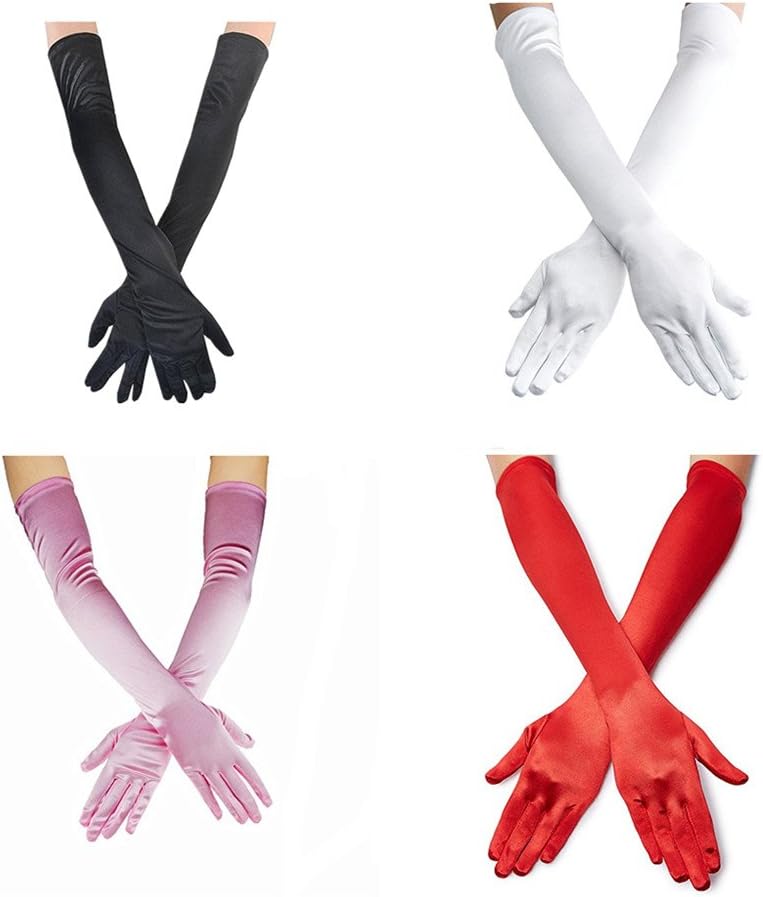 Lange Opernhandschuhe für Damen Satin Handschuhe Kostüme Braut Abendkleid - Bild 47 von 141