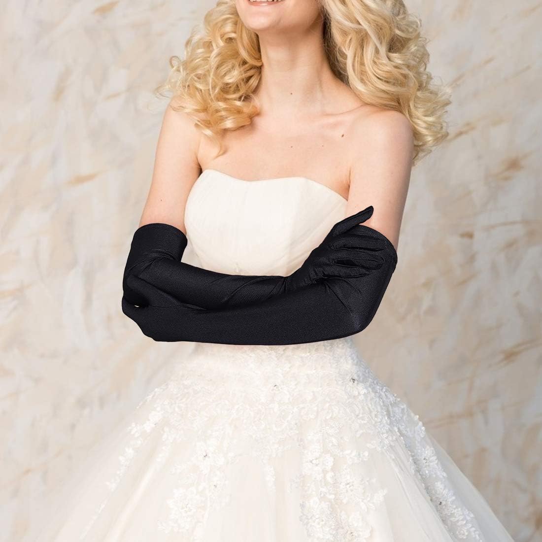 Lange Opernhandschuhe für Damen Satin Handschuhe Kostüme Braut Abendkleid - Bild 54 von 141