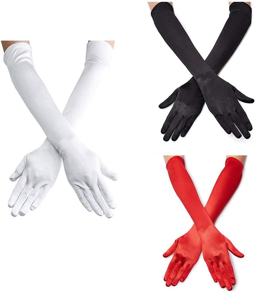 Lange Opernhandschuhe für Damen Satin Handschuhe Kostüme Braut Abendkleid - Bild 72 von 141