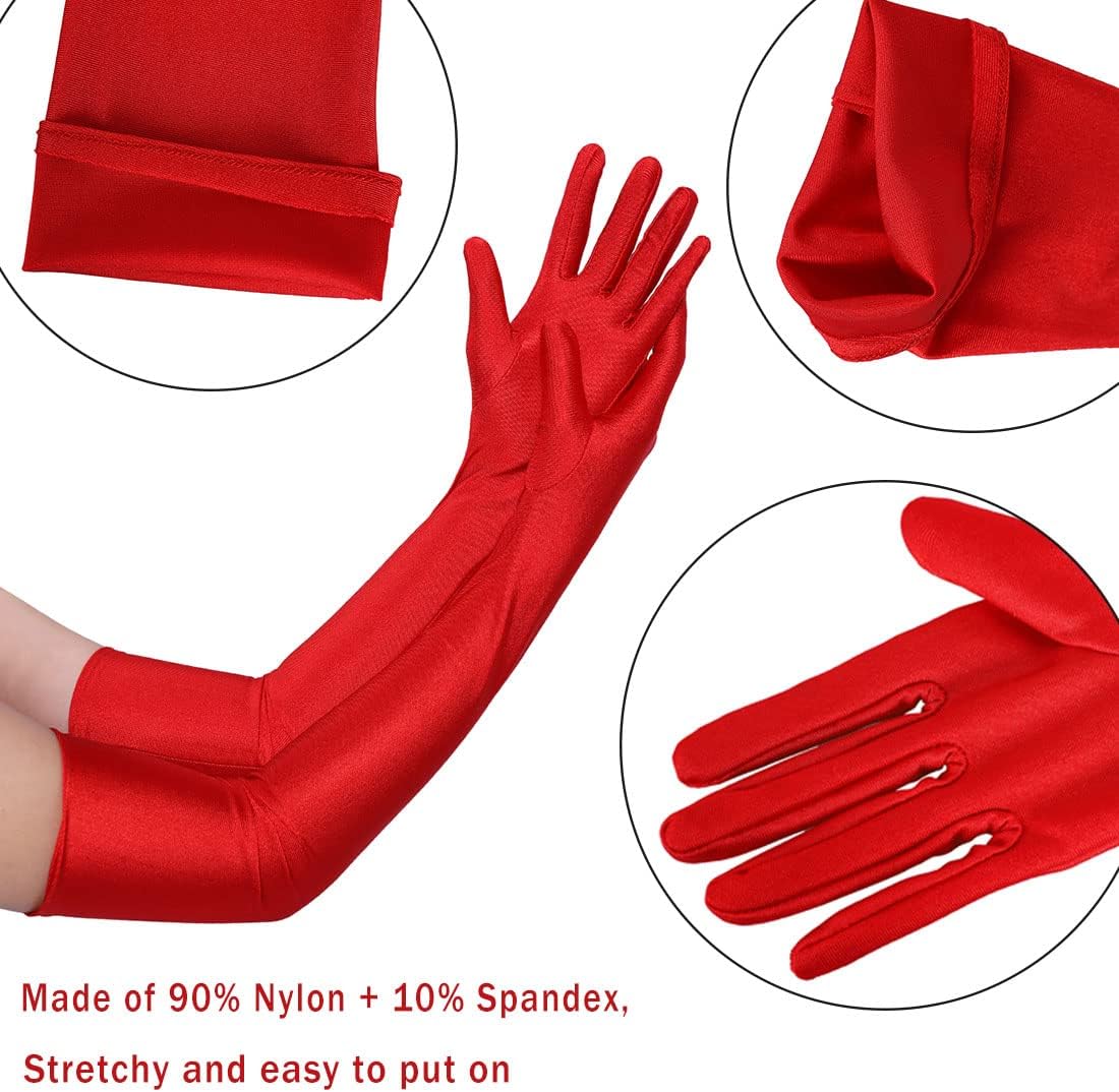 Lange Opernhandschuhe für Damen Satin Handschuhe Kostüme Braut Abendkleid - Bild 92 von 141