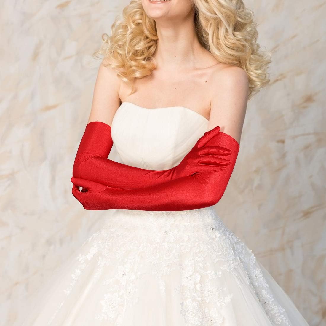 Lange Opernhandschuhe für Damen Satin Handschuhe Kostüme Braut Abendkleid - Bild 94 von 141