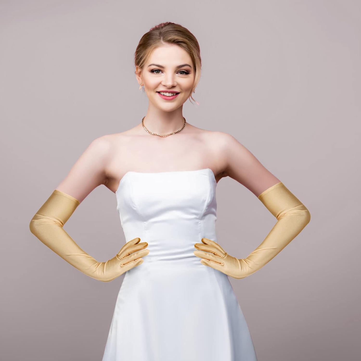 Lange Opernhandschuhe für Damen Satin Handschuhe Kostüme Braut Abendkleid - Bild 100 von 141