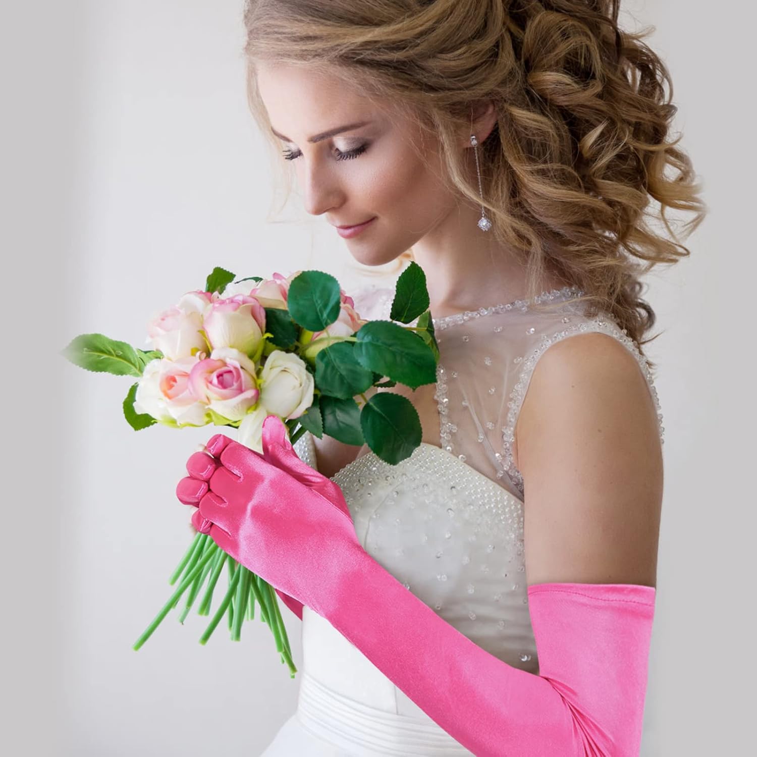 Lange Opernhandschuhe für Damen Satin Handschuhe Kostüme Braut Abendkleid - Bild 126 von 141