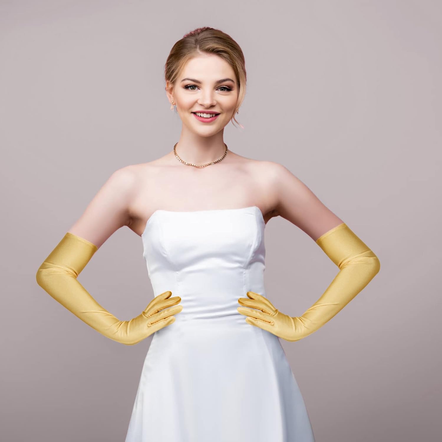 Lange Opernhandschuhe für Damen Satin Handschuhe Kostüme Braut Abendkleid - Bild 134 von 141