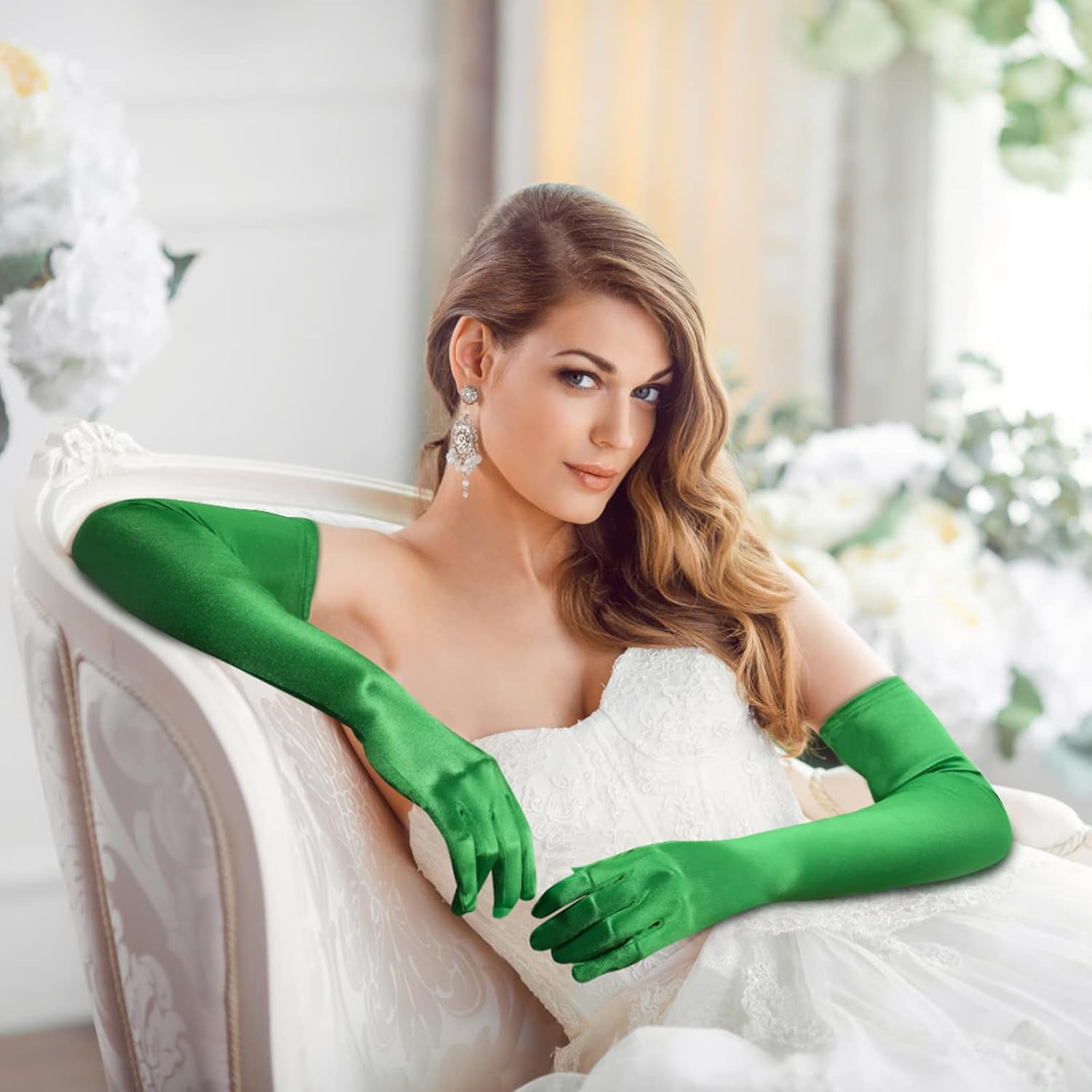 Lange Opernhandschuhe für Damen Satin Handschuhe Kostüme Braut Abendkleid - Bild 139 von 141