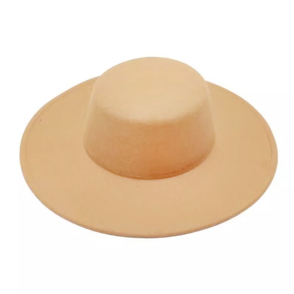 Elegant Wide Brim Felt Hat Hepburn Style Flat-top Cap New Women Flatcap Women - Afbeelding 18 van 20