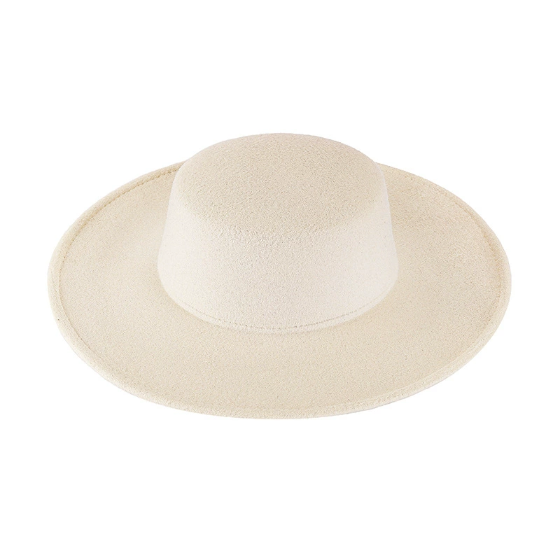 Elegant Wide Brim Felt Hat Hepburn Style Flat-top Cap New Women Flatcap Women - Afbeelding 20 van 20