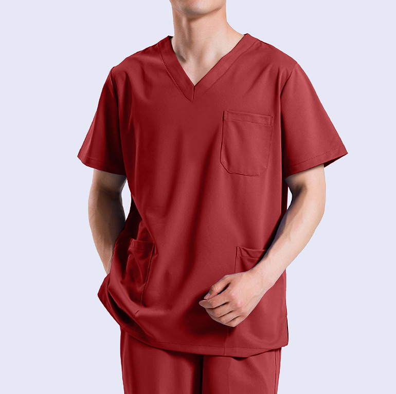 Neu Herren einfarbig V-Ausschnitt Tasche locker Freizeit T-Shirt aus Europa und Amerika - Bild 18 von 20