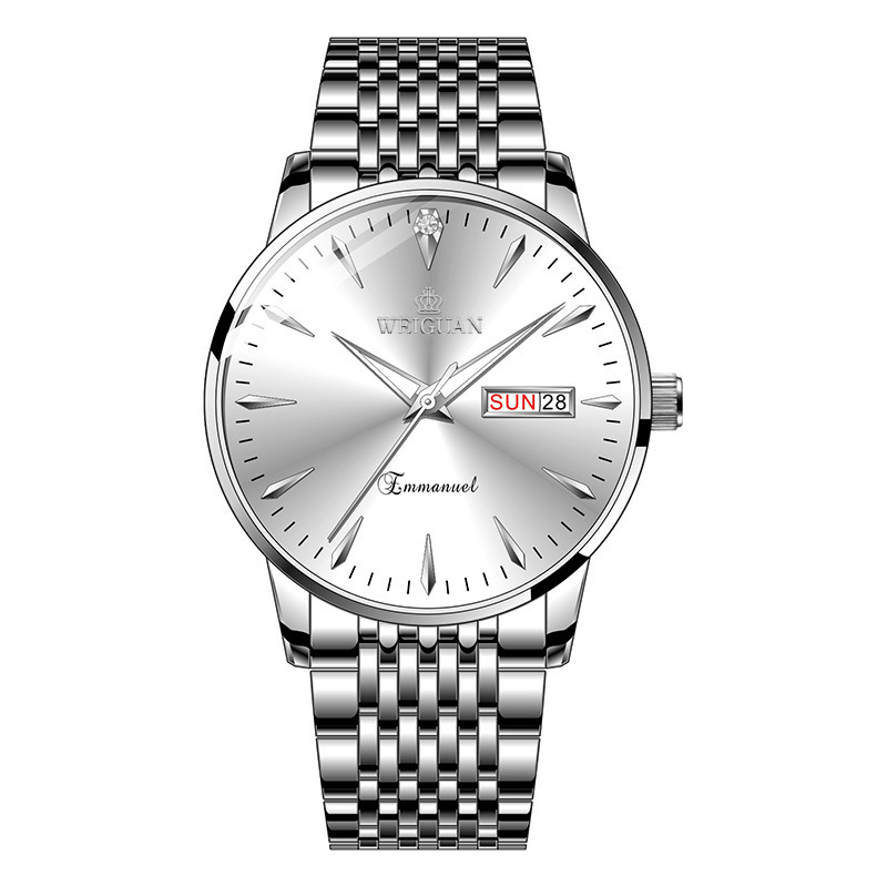 Quartz Men's Watches 3 ATM Waterproof Luminous Date Stainless Steel Wristwatches