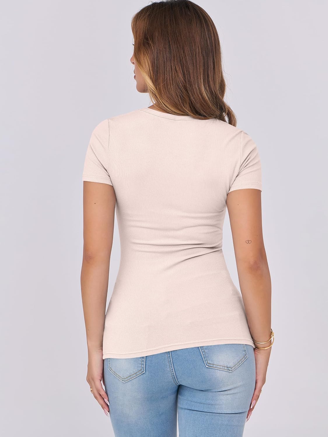 Mujeres Manga Corta Cuello Redondo Ajustado Camisas Verano Camiseta Básica Camiseta Prendas para el torso - Imagen 24 de 186
