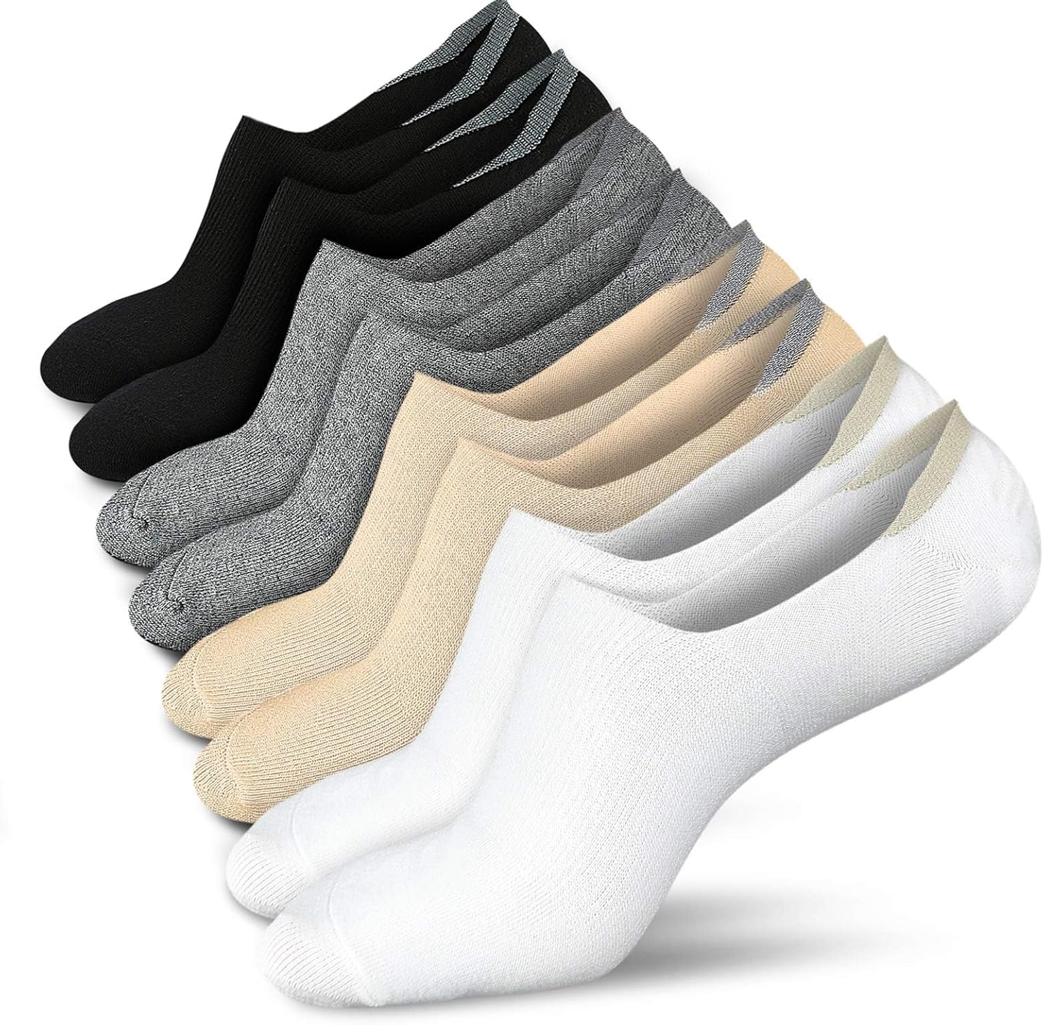 No Show Socken für Herren Damen niedrige Socken rutschfest flach Bootslinie 4/8 Paar - Bild 39 von 52