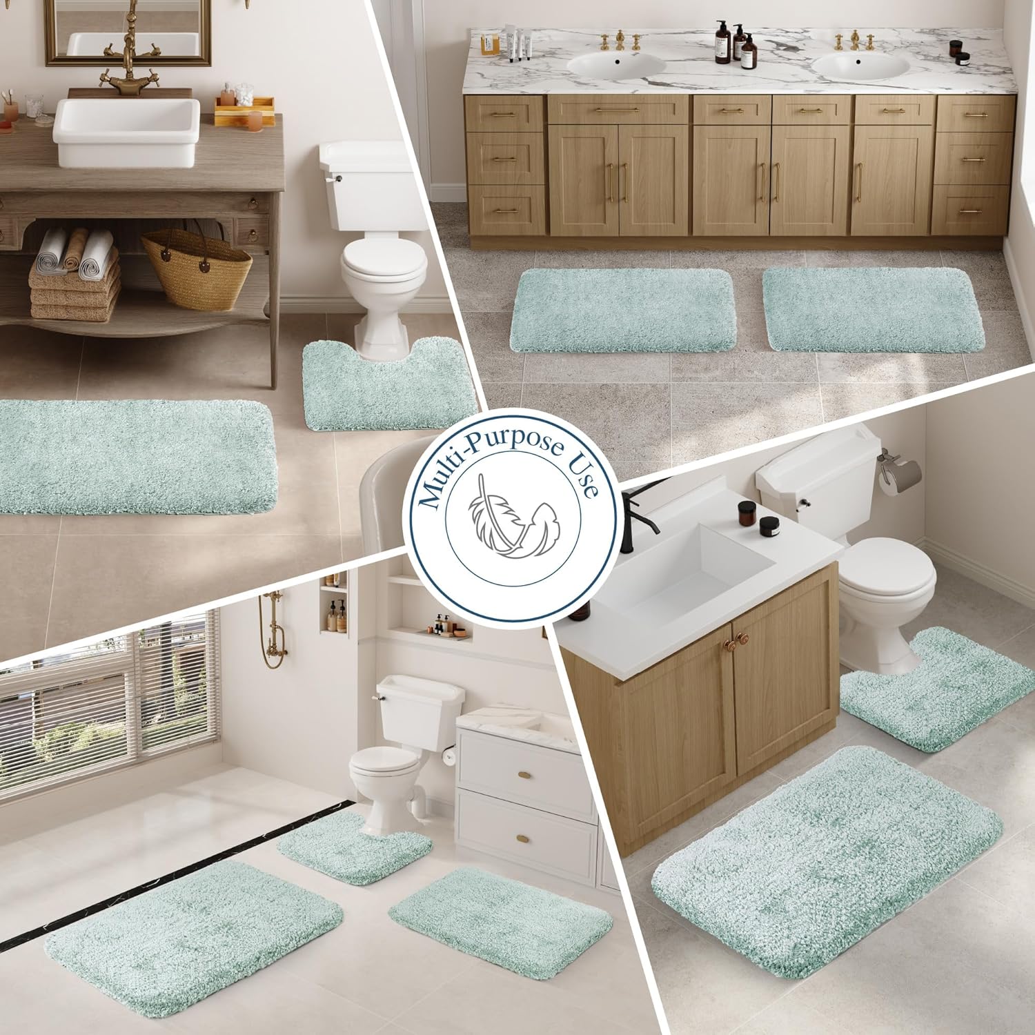 Badvorleger, rutschfeste Badematte wasserabsorbierend weich Shaggy Matte Vorleger für Dusche - Bild 28 von 290