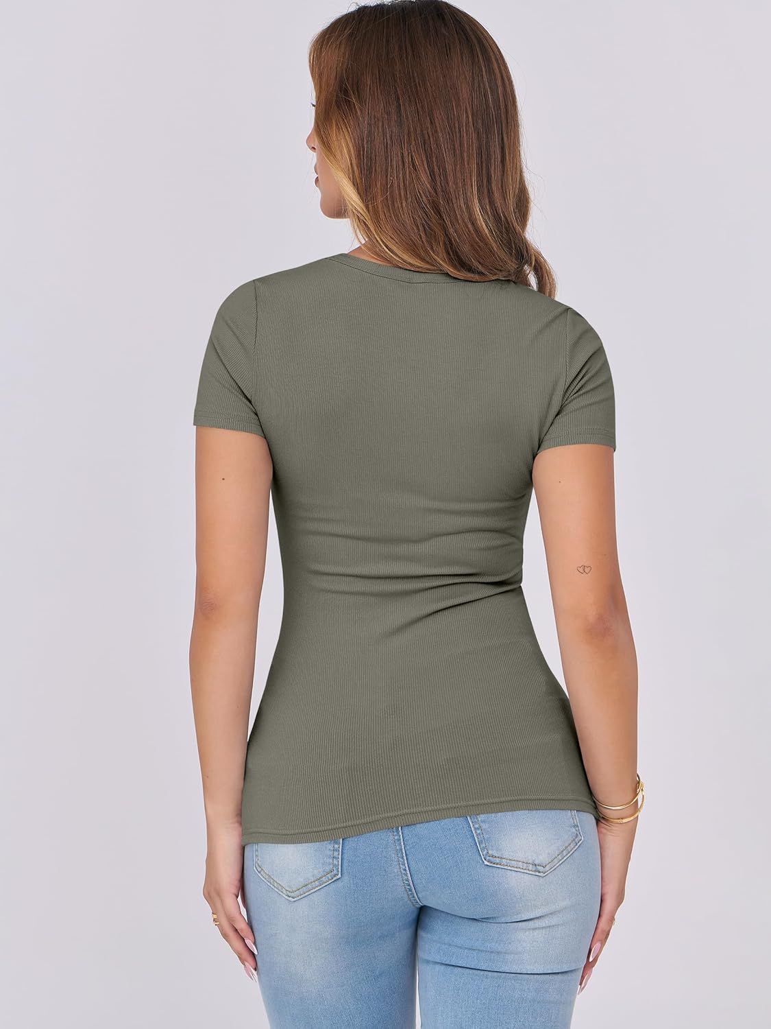 Mujeres Manga Corta Cuello Redondo Ajustado Camisas Verano Camiseta Básica Camiseta Prendas para el torso - Imagen 38 de 186