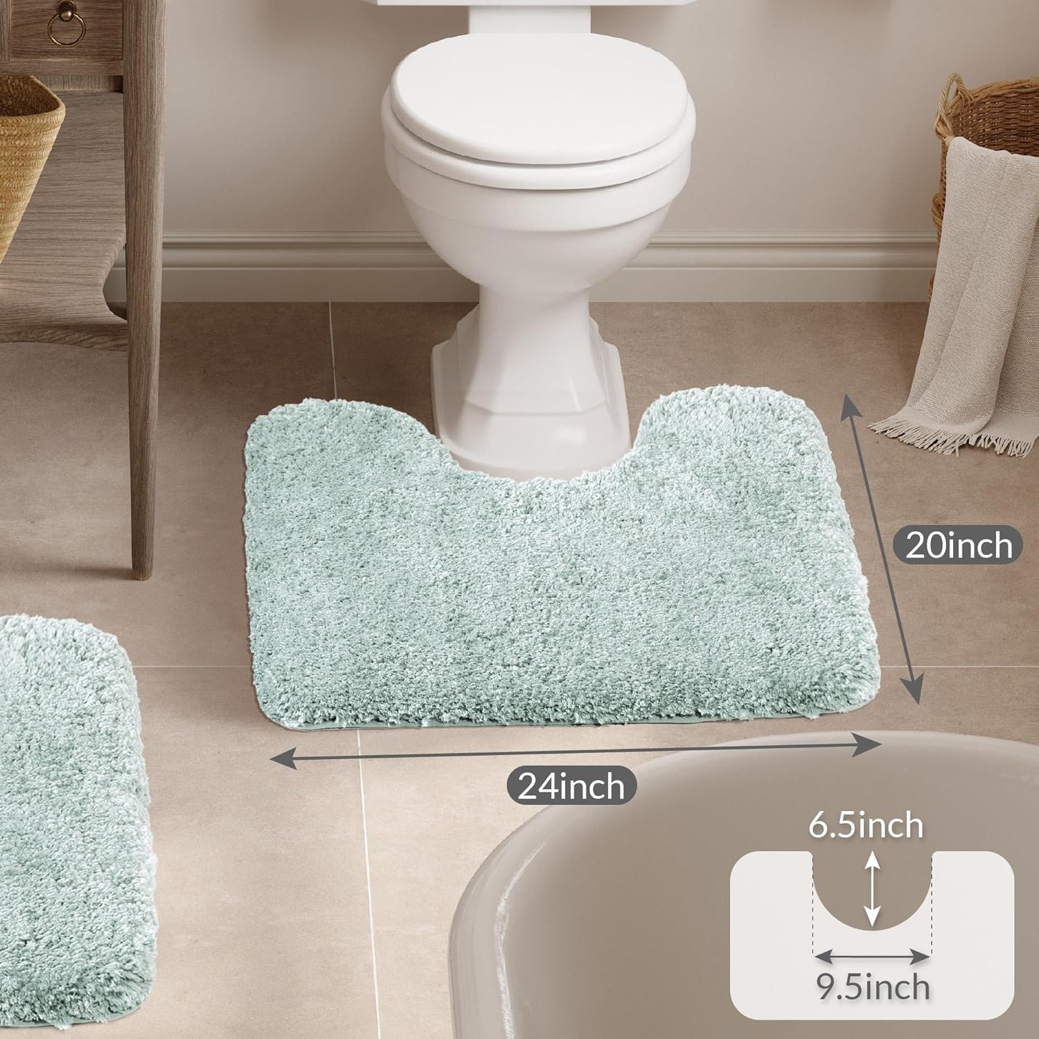 Badvorleger, rutschfeste Badematte wasserabsorbierend weich Shaggy Matte Vorleger für Dusche - Bild 32 von 290