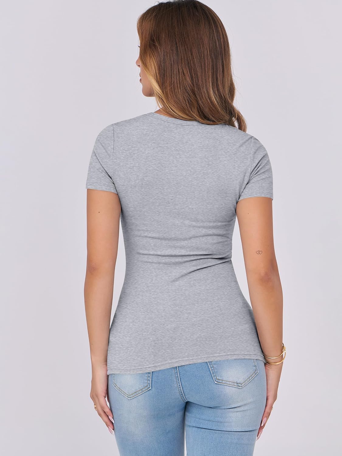 Mujeres Manga Corta Cuello Redondo Ajustado Camisas Verano Camiseta Básica Camiseta Prendas para el torso - Imagen 45 de 186