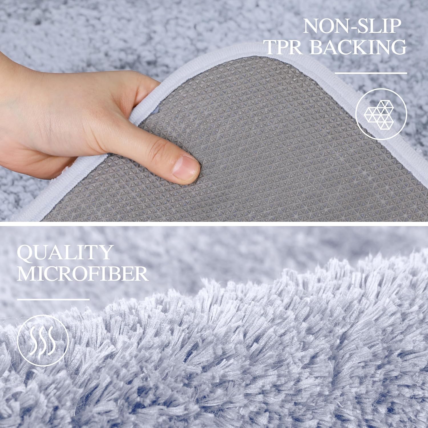 Badvorleger, rutschfeste Badematte wasserabsorbierend weich Shaggy Matte Vorleger für Dusche - Bild 38 von 290