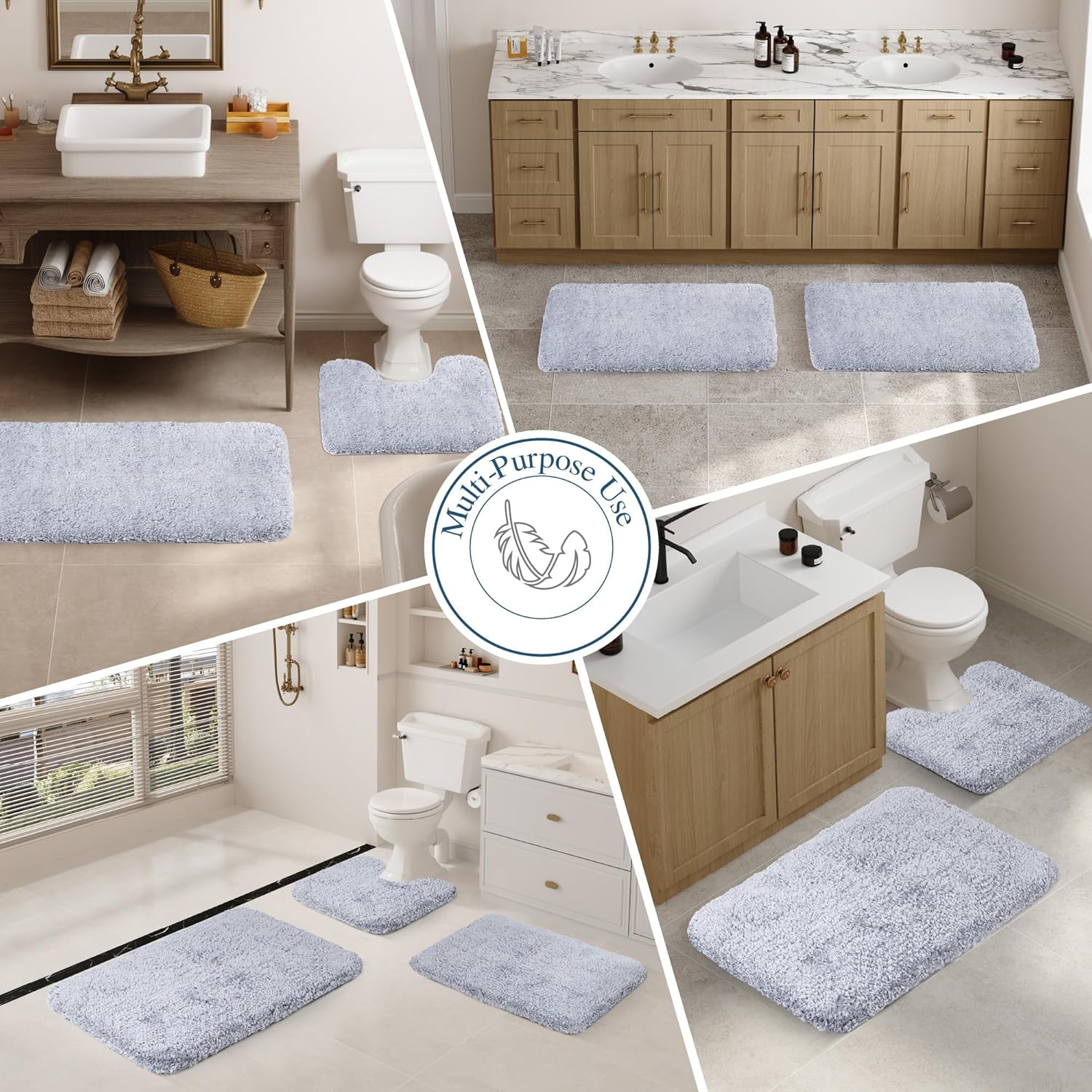 Badvorleger, rutschfeste Badematte wasserabsorbierend weich Shaggy Matte Vorleger für Dusche - Bild 39 von 290