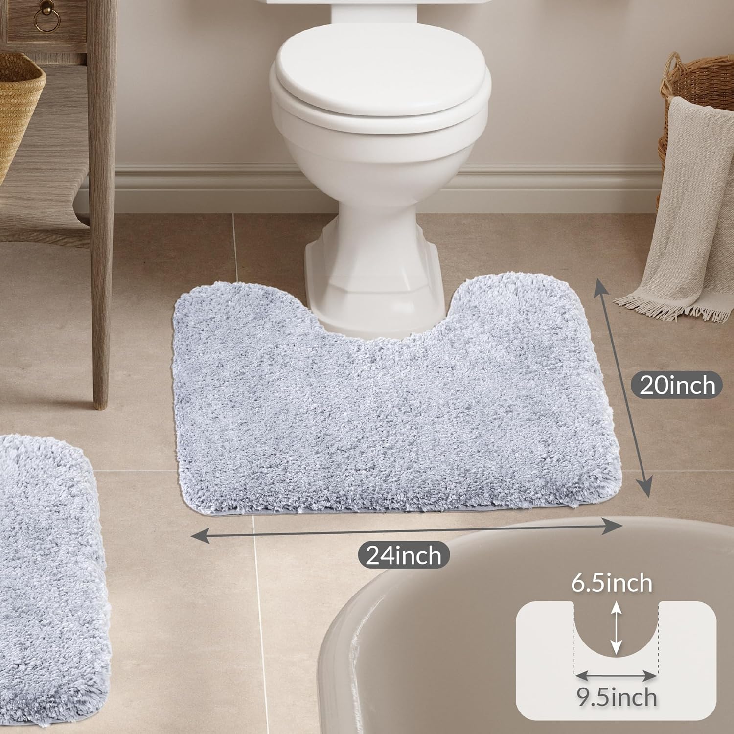 Badvorleger, rutschfeste Badematte wasserabsorbierend weich Shaggy Matte Vorleger für Dusche - Bild 43 von 290