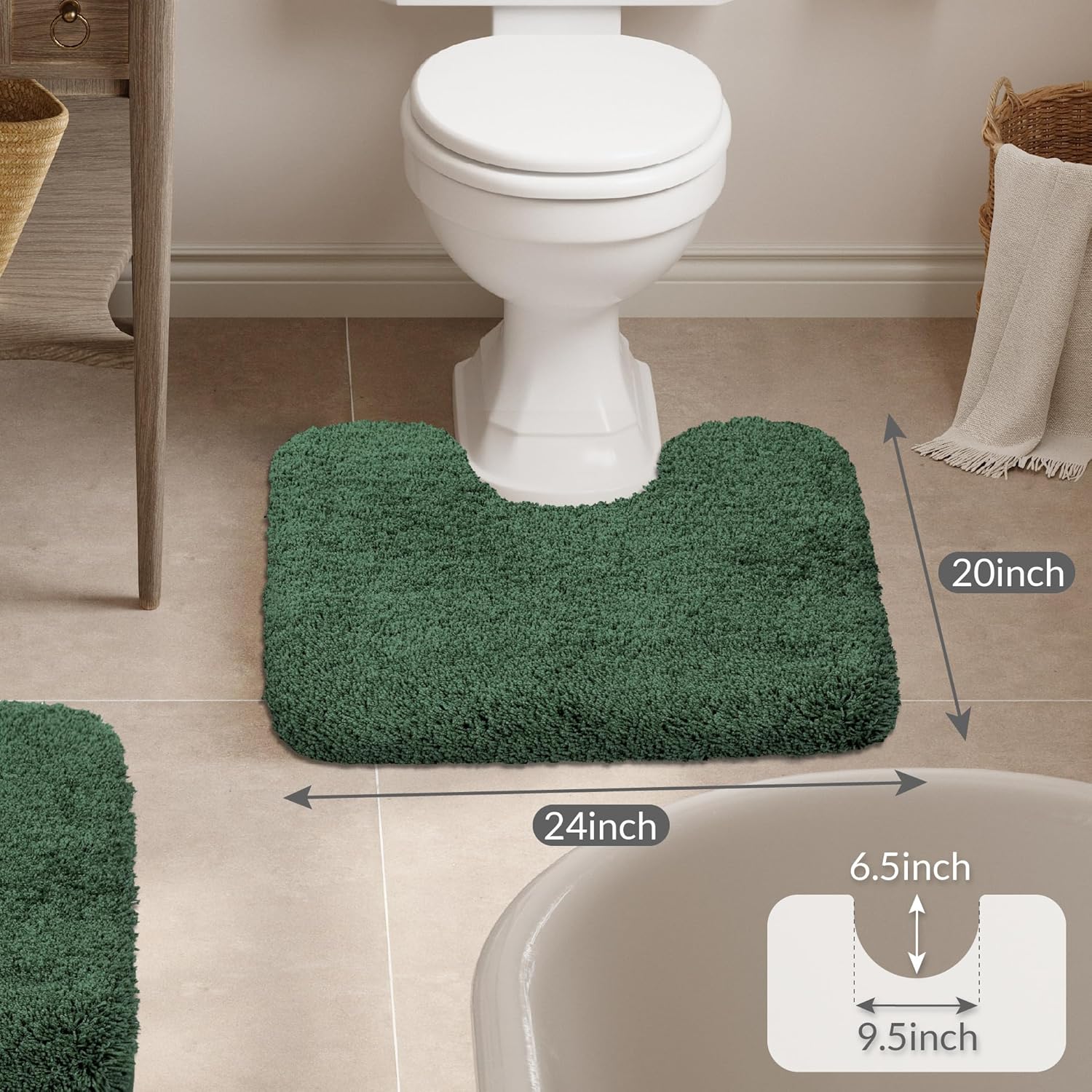Badvorleger, rutschfeste Badematte wasserabsorbierend weich Shaggy Matte Vorleger für Dusche - Bild 47 von 290