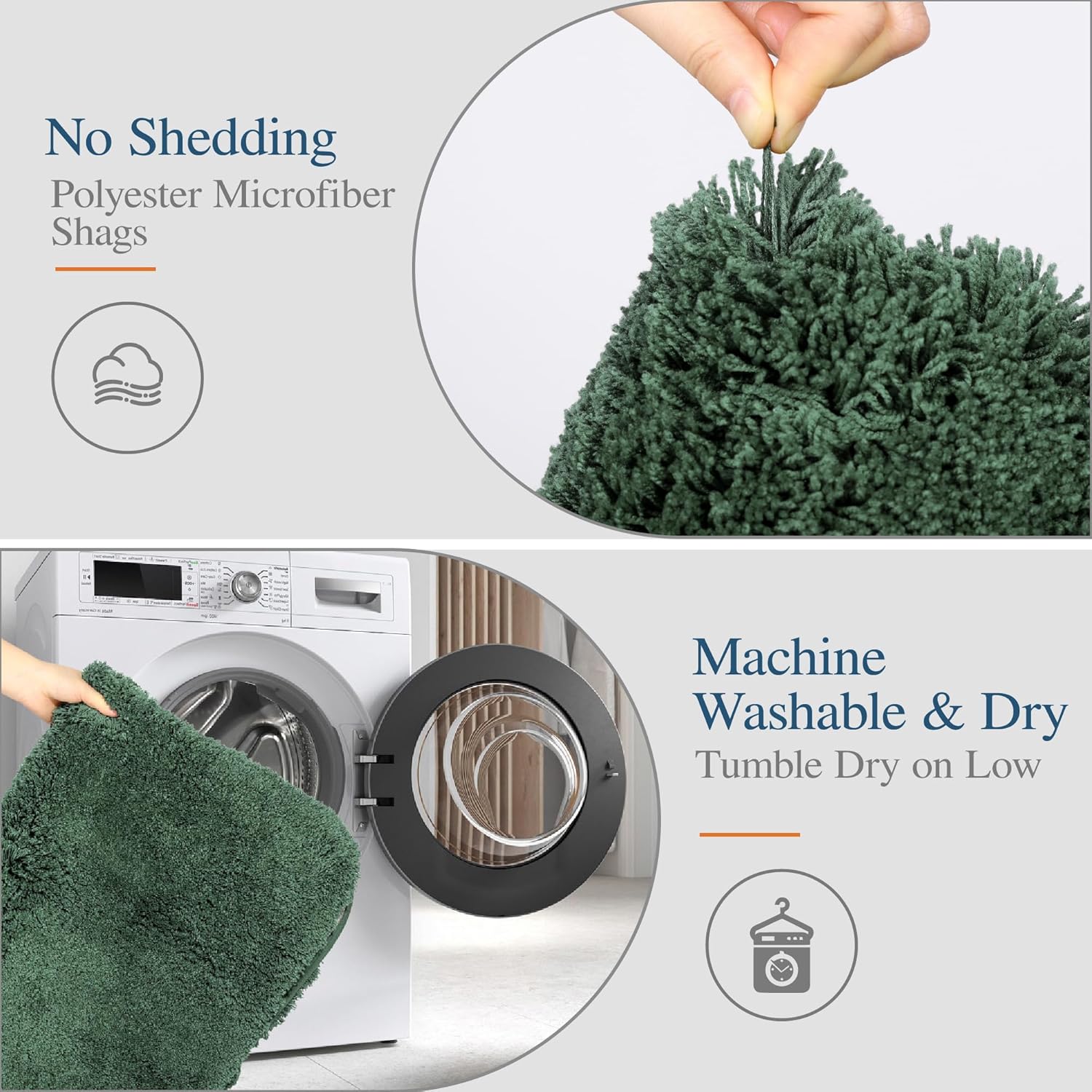Badvorleger, rutschfeste Badematte wasserabsorbierend weich Shaggy Matte Vorleger für Dusche - Bild 50 von 290