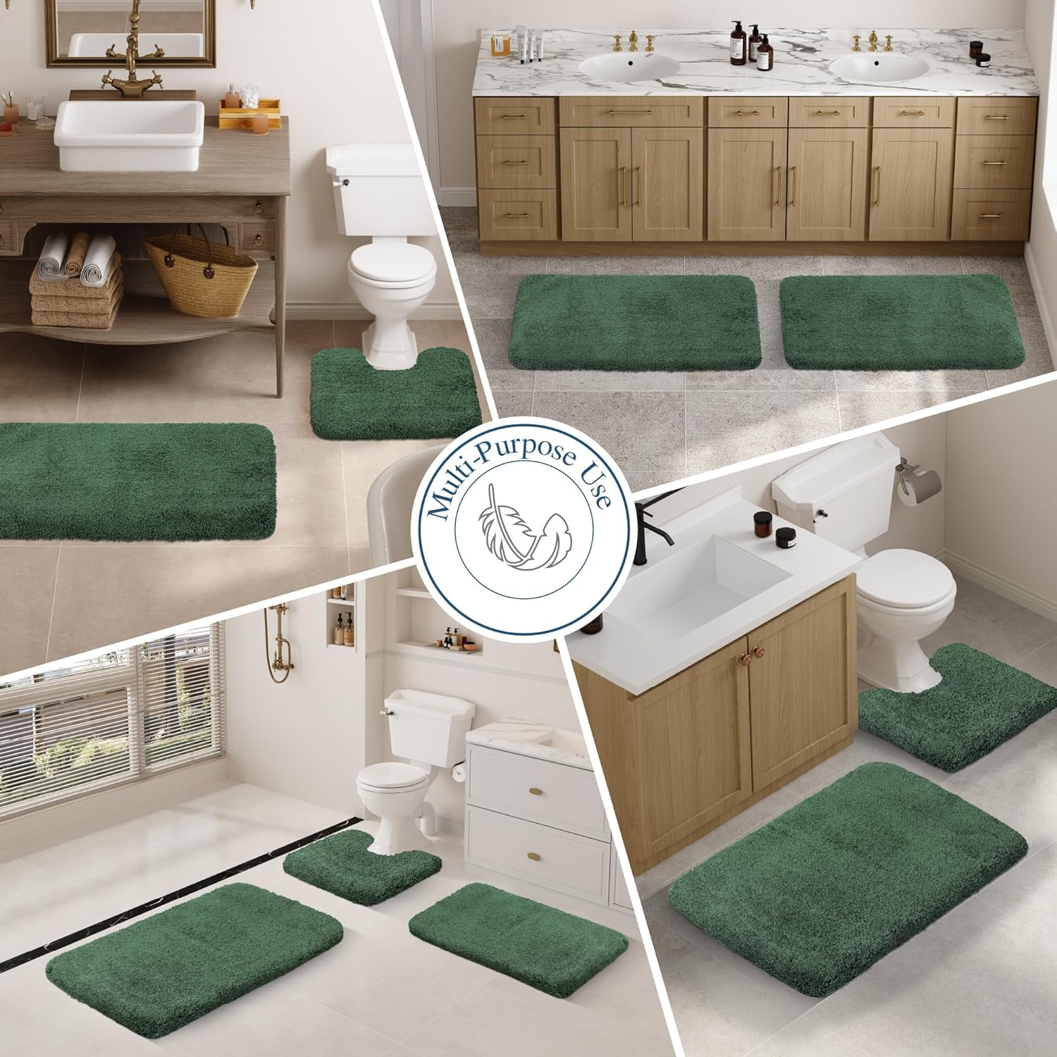 Badvorleger, rutschfeste Badematte wasserabsorbierend weich Shaggy Matte Vorleger für Dusche - Bild 52 von 290