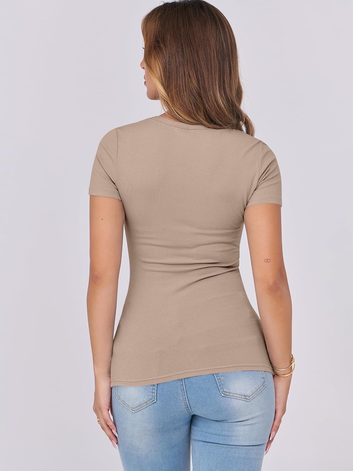 Mujeres Manga Corta Cuello Redondo Ajustado Camisas Verano Camiseta Básica Camiseta Prendas para el torso - Imagen 59 de 186