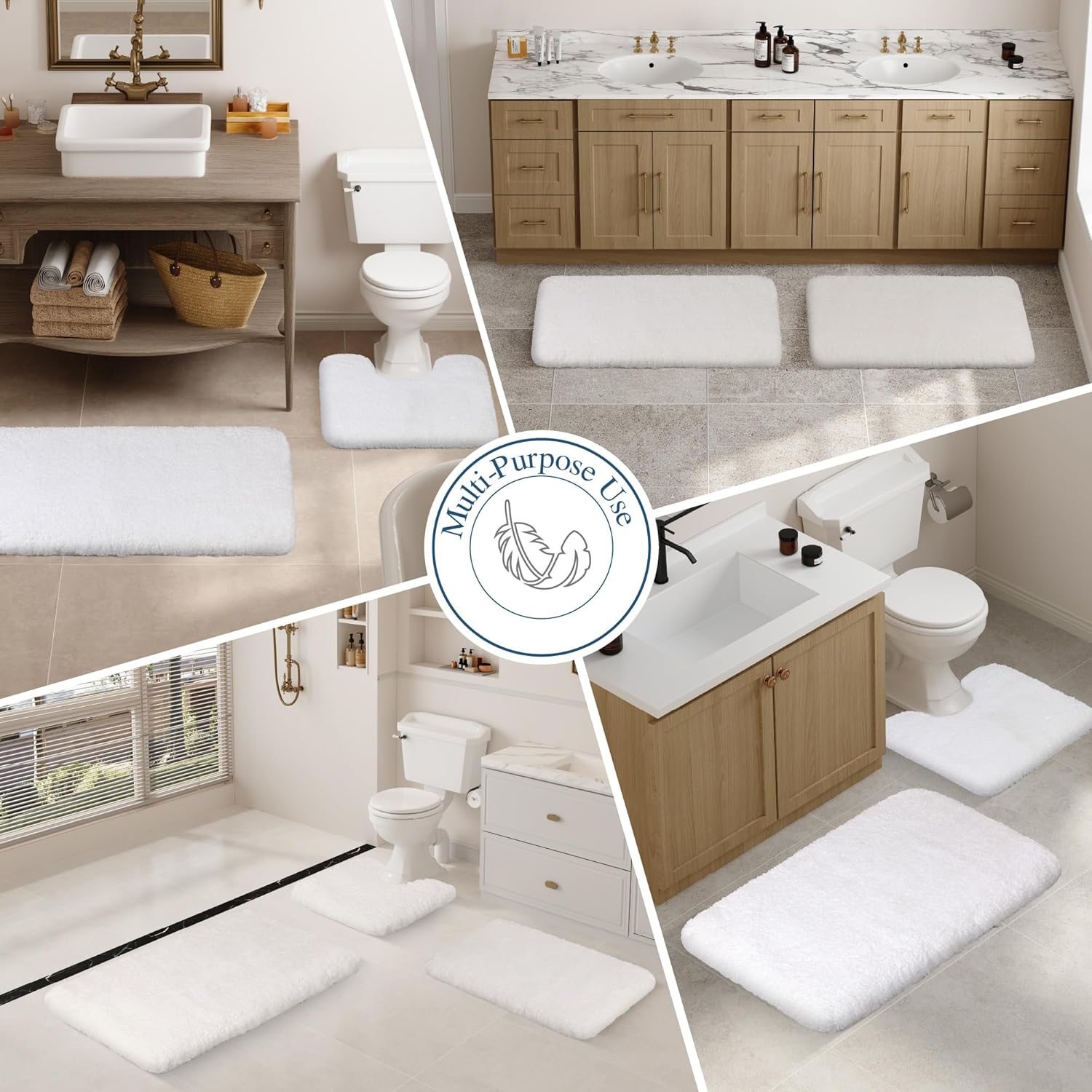 Badvorleger, rutschfeste Badematte wasserabsorbierend weich Shaggy Matte Vorleger für Dusche - Bild 64 von 290