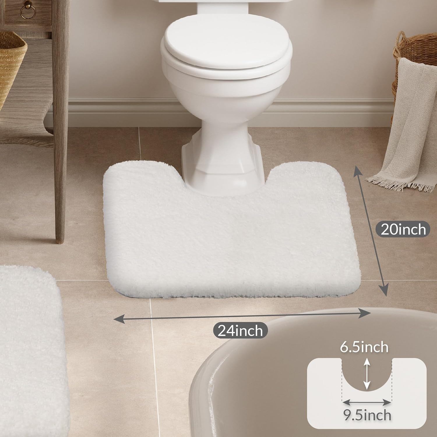Badvorleger, rutschfeste Badematte wasserabsorbierend weich Shaggy Matte Vorleger für Dusche - Bild 66 von 290