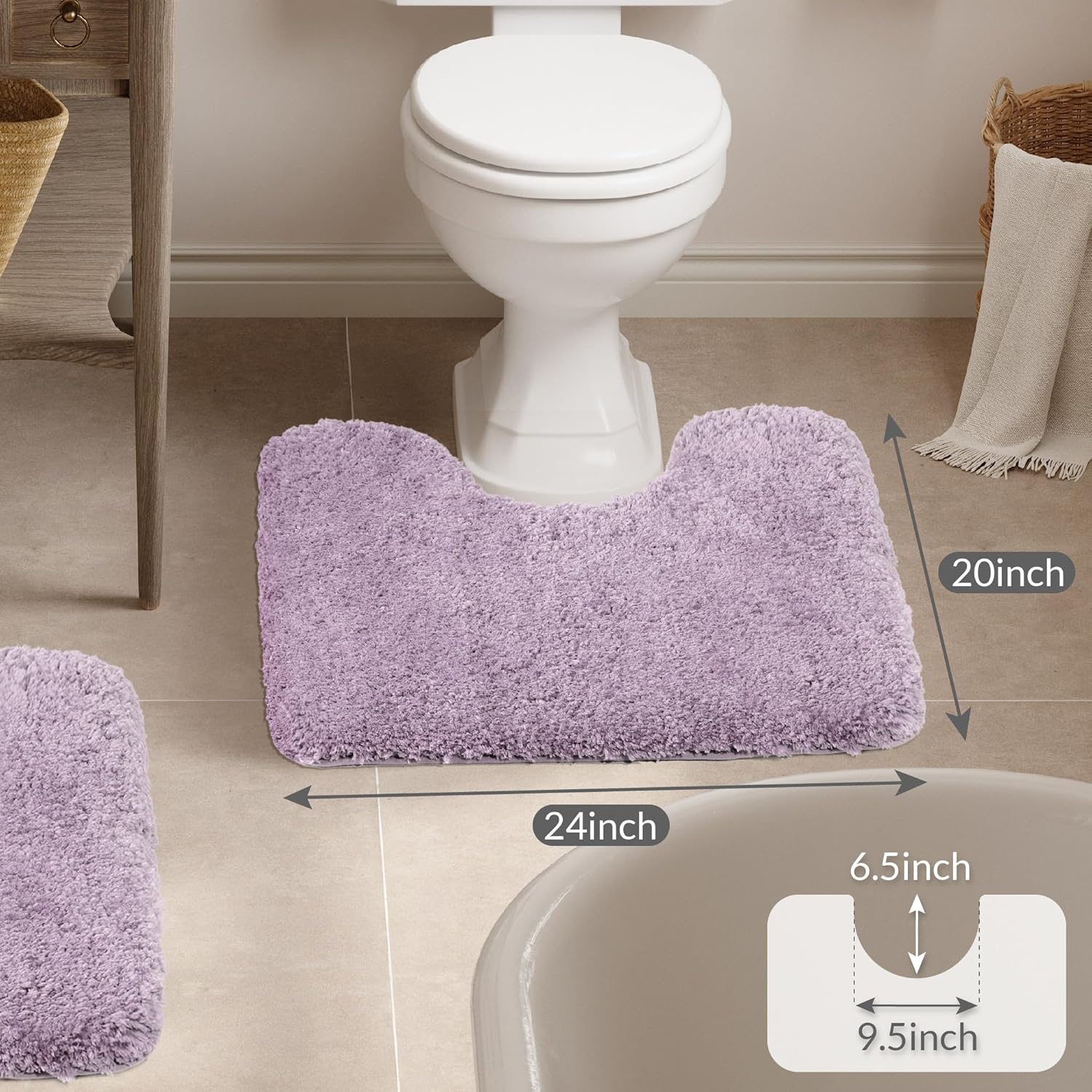 Badvorleger, rutschfeste Badematte wasserabsorbierend weich Shaggy Matte Vorleger für Dusche - Bild 69 von 290