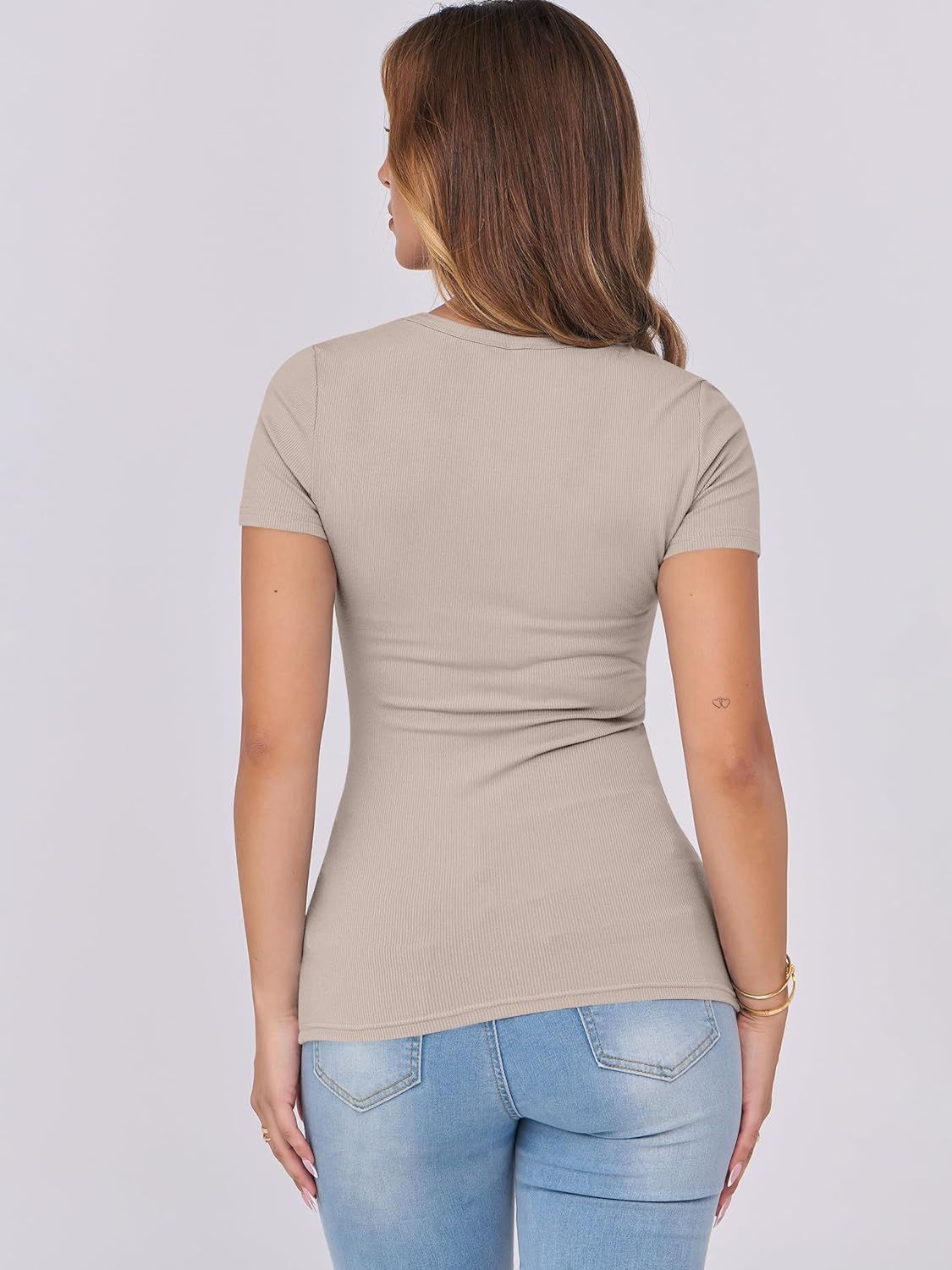 Mujeres Manga Corta Cuello Redondo Ajustado Camisas Verano Camiseta Básica Camiseta Prendas para el torso - Imagen 73 de 186
