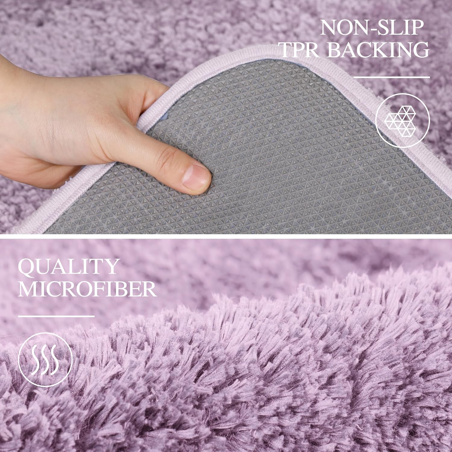 Badvorleger, rutschfeste Badematte wasserabsorbierend weich Shaggy Matte Vorleger für Dusche - Bild 72 von 290