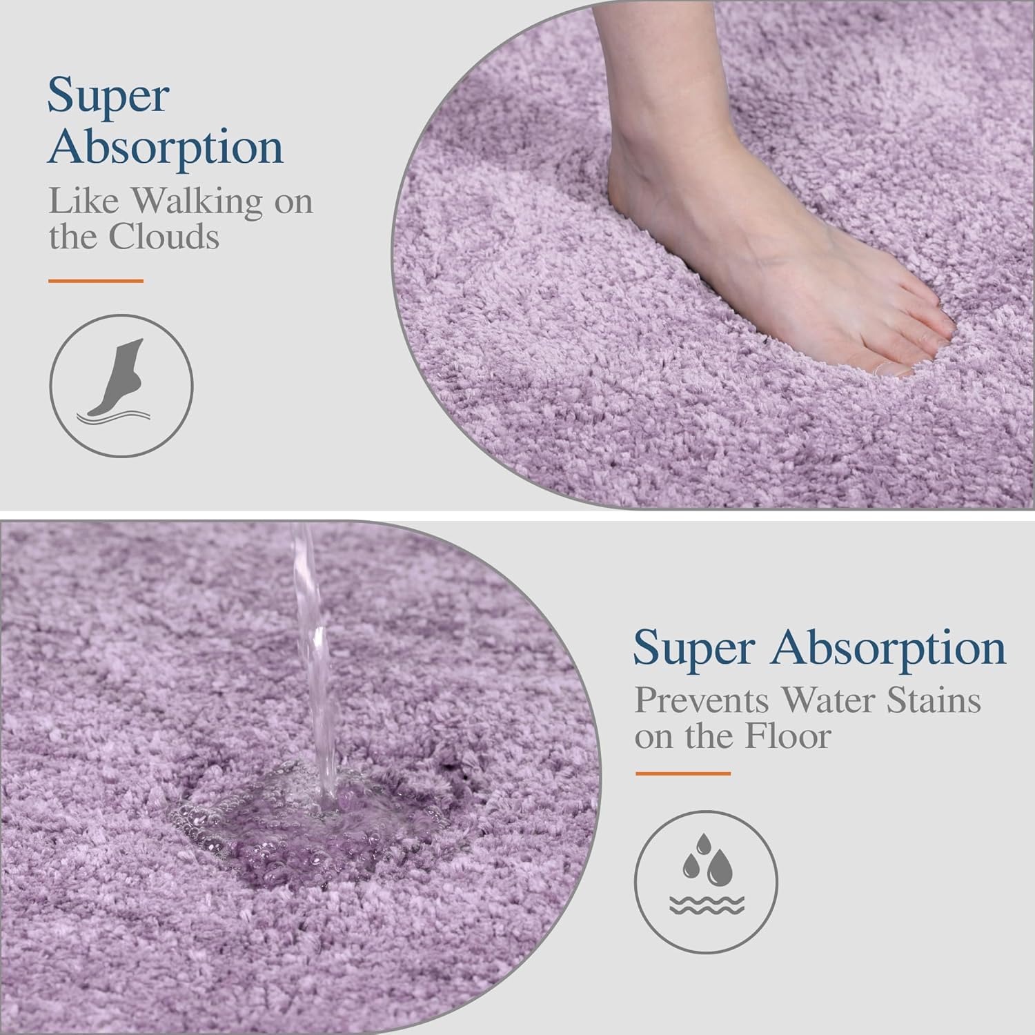 Badvorleger, rutschfeste Badematte wasserabsorbierend weich Shaggy Matte Vorleger für Dusche - Bild 73 von 290