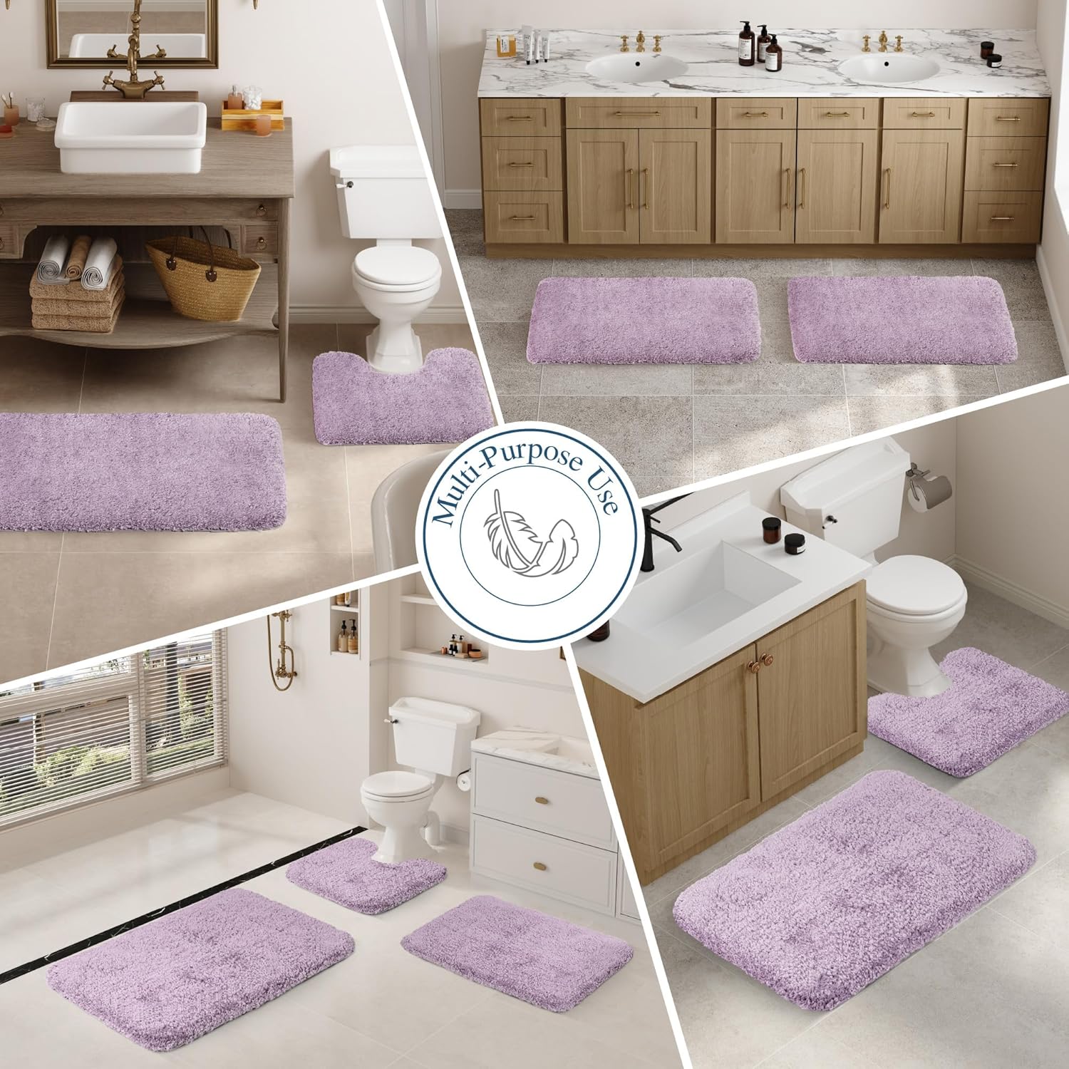 Badvorleger, rutschfeste Badematte wasserabsorbierend weich Shaggy Matte Vorleger für Dusche - Bild 75 von 290