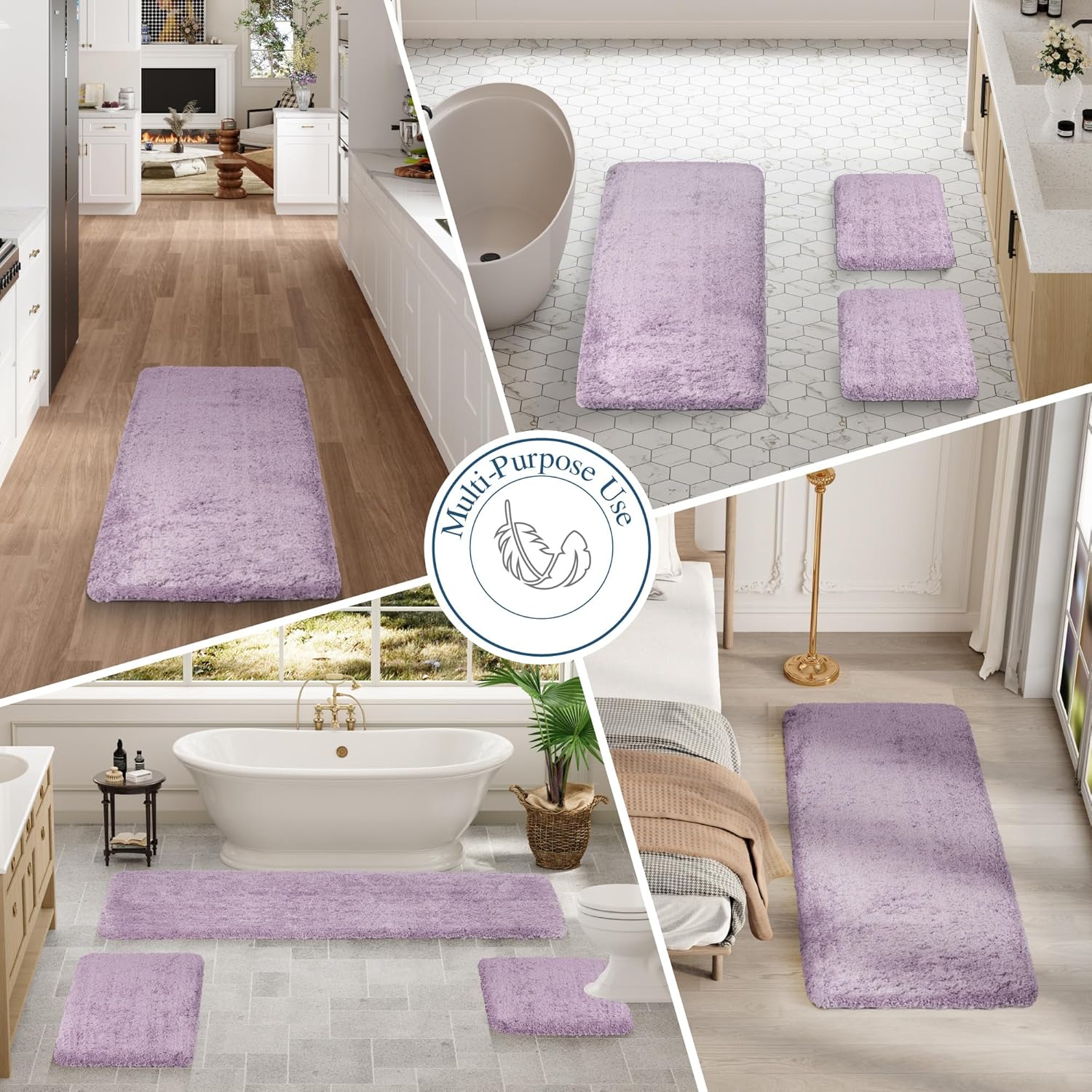 Badvorleger, rutschfeste Badematte wasserabsorbierend weich Shaggy Matte Vorleger für Dusche - Bild 76 von 290
