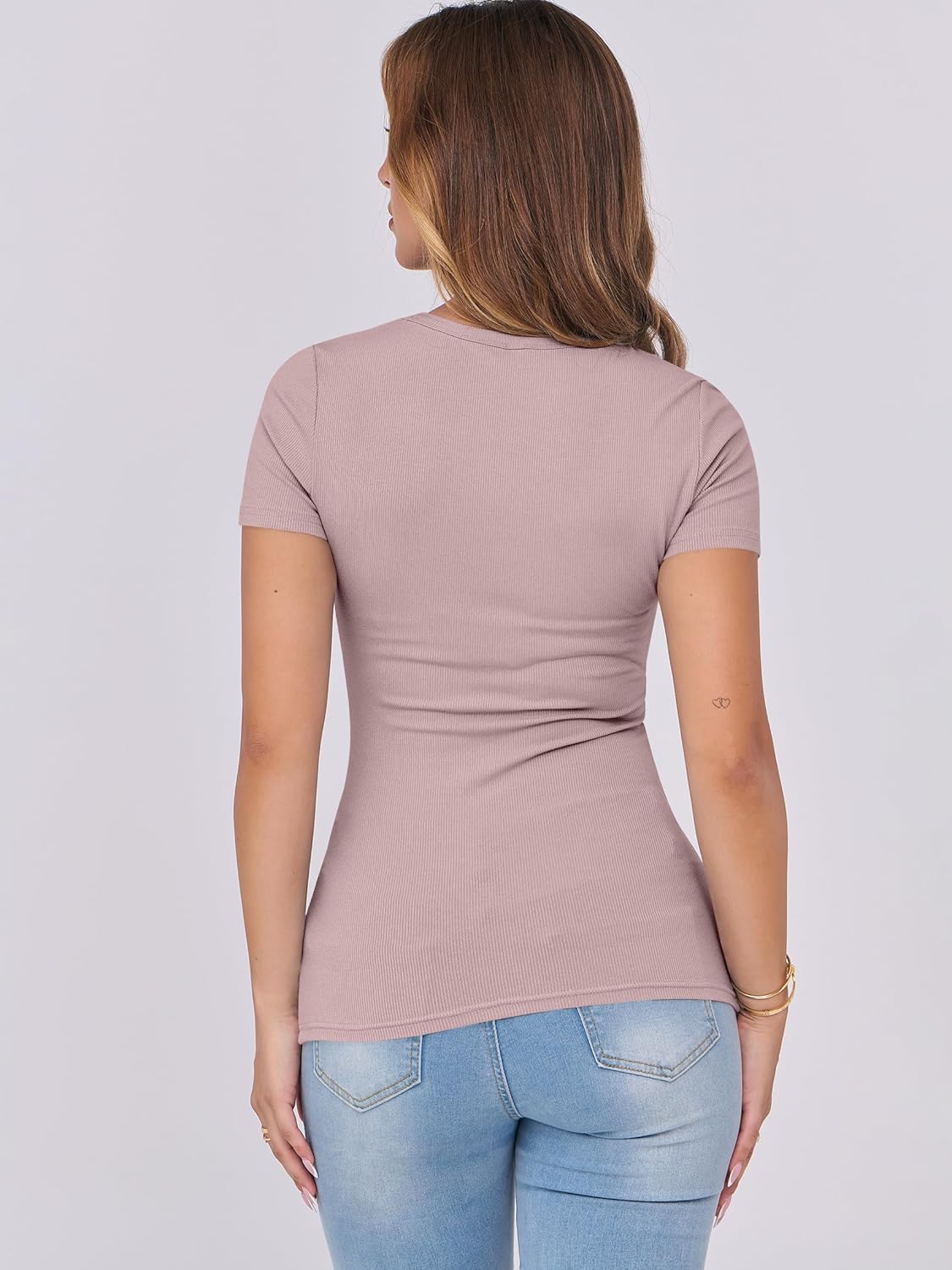 Mujeres Manga Corta Cuello Redondo Ajustado Camisas Verano Camiseta Básica Camiseta Prendas para el torso - Imagen 87 de 186
