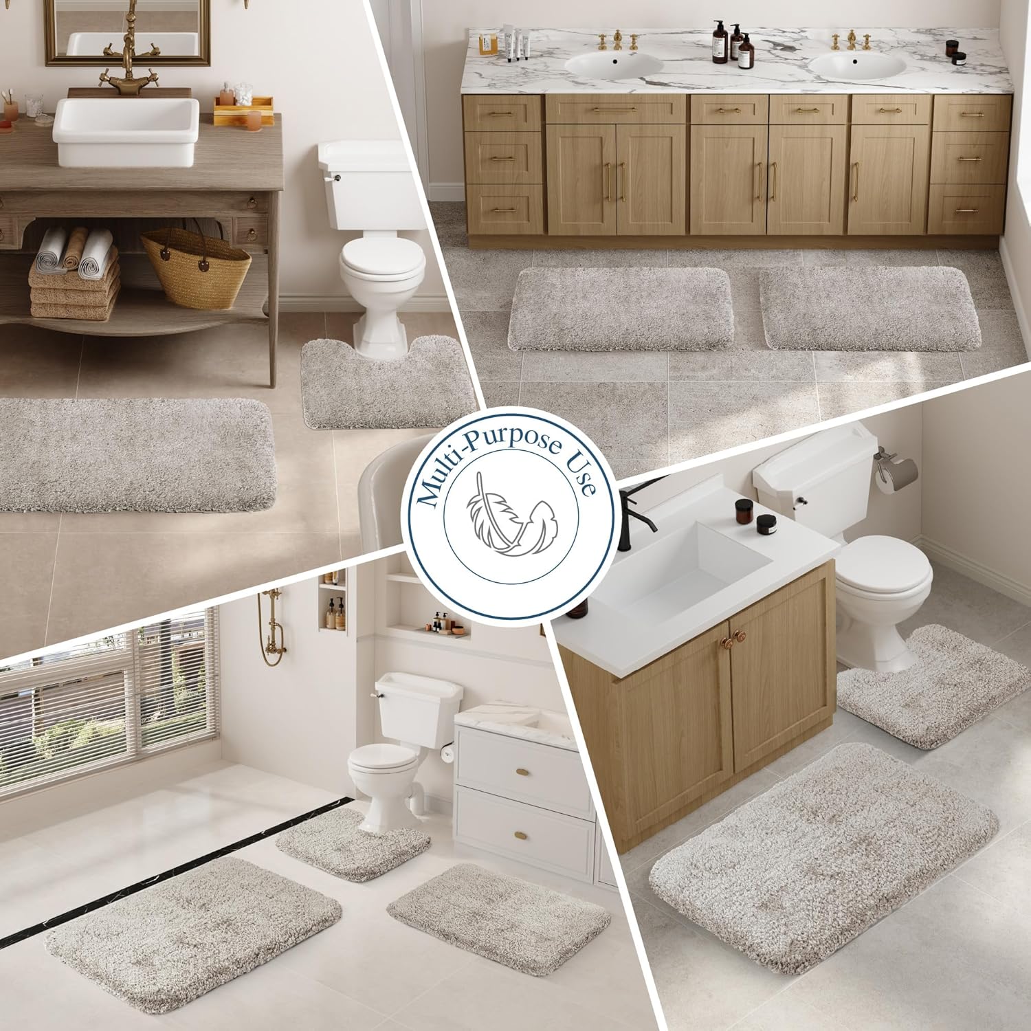 Badvorleger, rutschfeste Badematte wasserabsorbierend weich Shaggy Matte Vorleger für Dusche - Bild 86 von 290