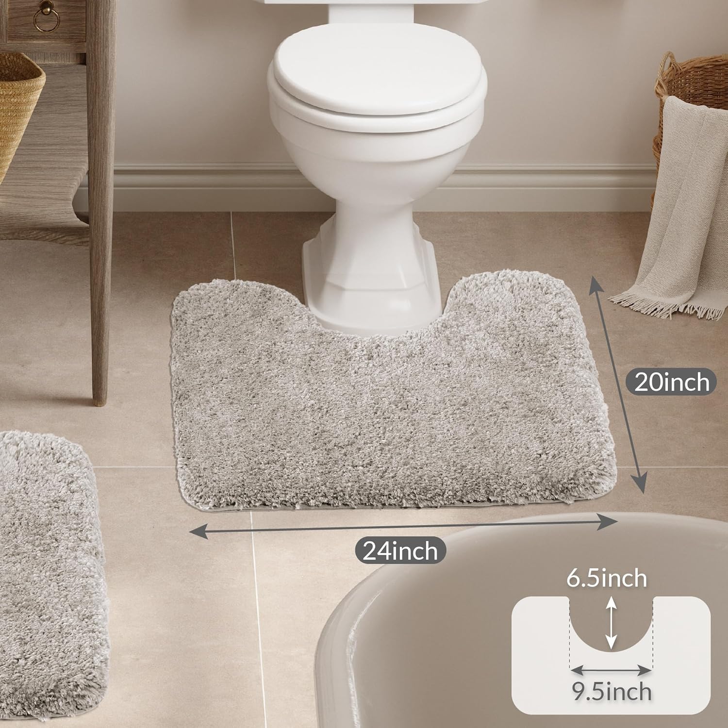 Badvorleger, rutschfeste Badematte wasserabsorbierend weich Shaggy Matte Vorleger für Dusche - Bild 88 von 290